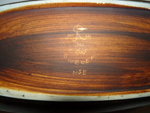 Gunnar Nylund, keramik bord skål i grøn og brun glasur, Rörstrand