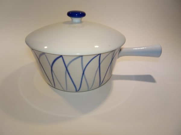 Kasserolle m. låg, Blå og hvid. Design Harlekin, Danild, Lyngby Porcelæn