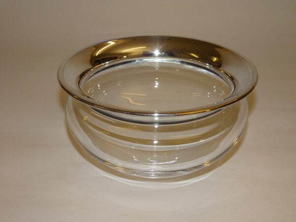 Glas skål med sølvkant, Saturn d: 12,5 cm, Holmegaard