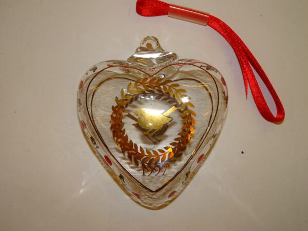 Julekugle i glas 1997 Fugl, Golden Christmas, Bing & Grøndahl