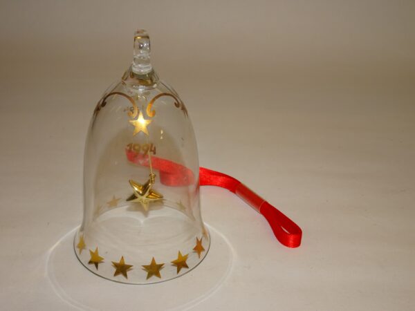Flot juleklokke i glas 1994 Stjerner, Golden Christmas, Bing & Grøndahl
