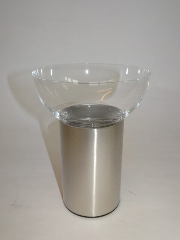 Olympia fyrfadsstage 14 cm, i stål og glas, Georg Jensen