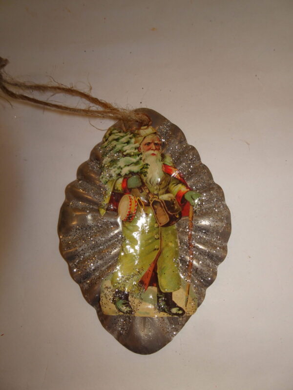 Metalophæng til juletræet med glansbillede, l: 10 cm