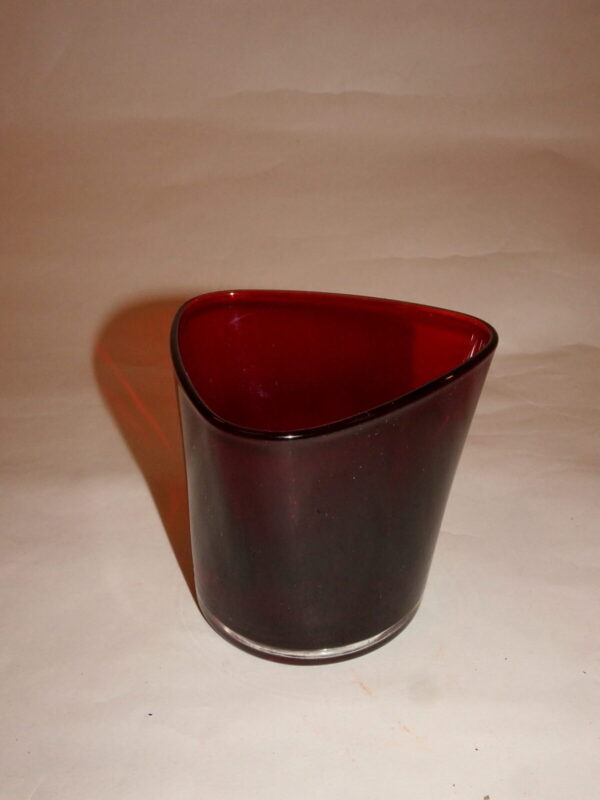 Fyrfadsstage i glas, rødt, h: 7 cm, Ehlen Johansson