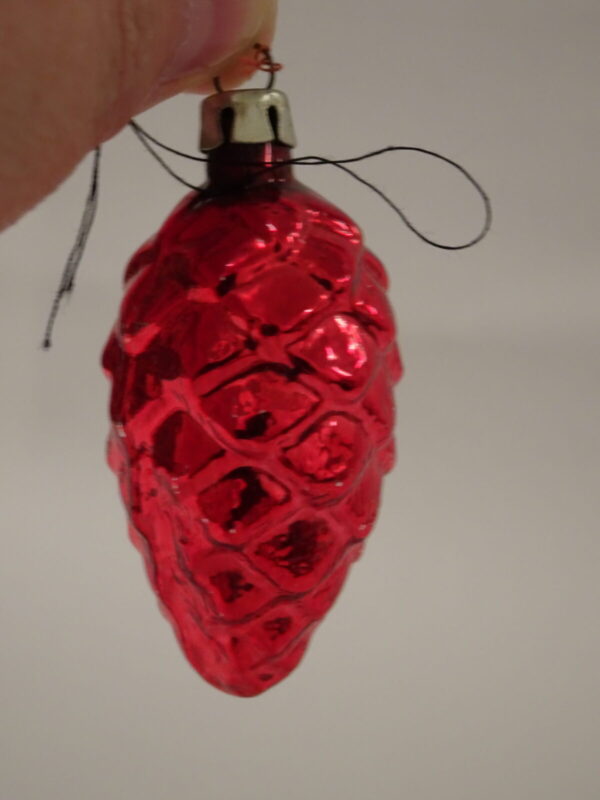 Kogle rød l: 6 cm, julekugle, retro