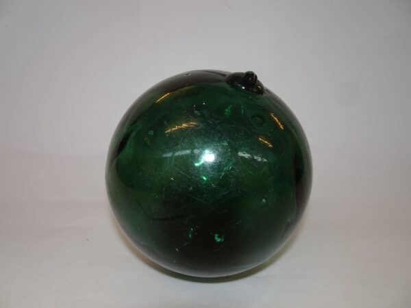 Gammel fiskekugle i grønt glas d: 13 cm - Billede 2