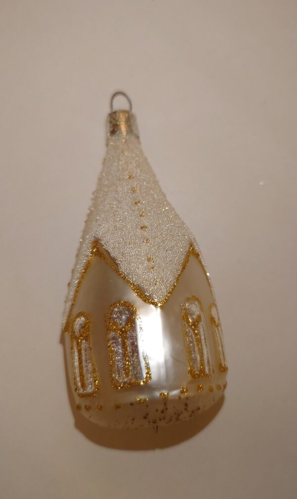 Julekugle i glas, sølv kirke