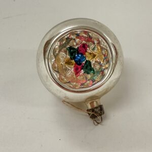 Reflektor julekugle i sølv, retro