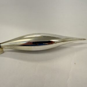 Julekugle i glas, smal dråbe, sølv