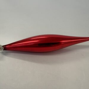 Julekugle i glas, smal dråbe, rød