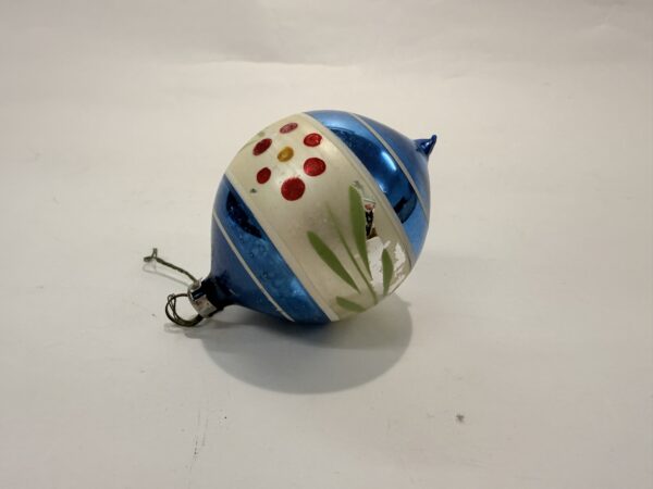 Juletræskugle, gammel blå, hvid og grøn