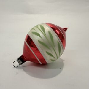 Juletræskugle, rød, hvid og grøn, gammel