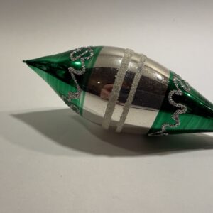 Juletræskugle, grøn og sølv, retro