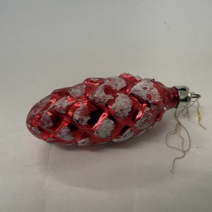 Julekugle, lille kogle, rød med sne