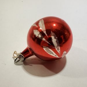 Julekugle, retro, rød og sølv