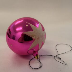 Julekugle, pink med stjerne, nyere
