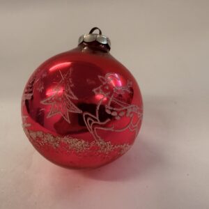 Juletræskugle, pink rensdyrmotiv, retro