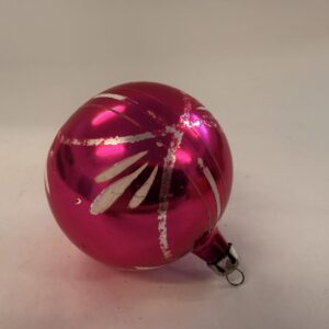 Juletræskugle, pink med snedrys, retro
